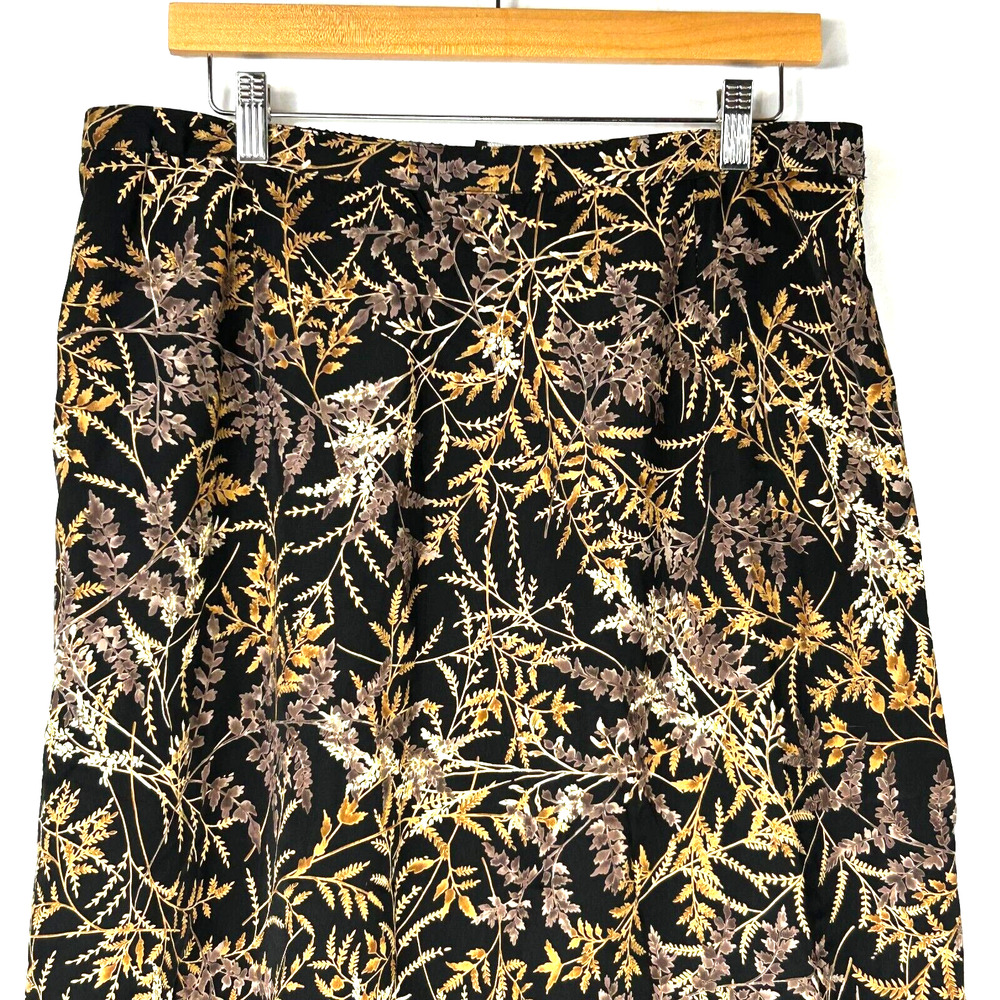 First Option Too Long Skirt Womens 1X Black Yellow All Over Print Elastic Waist - Picture 2 of 10